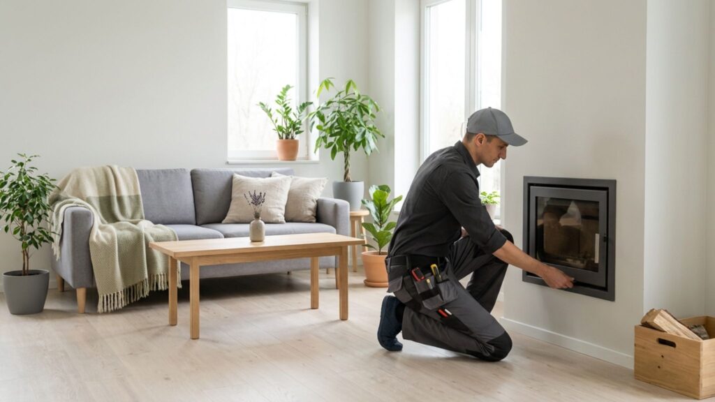 En av våra samarbetspartners som installerar en kassett i ett hem.